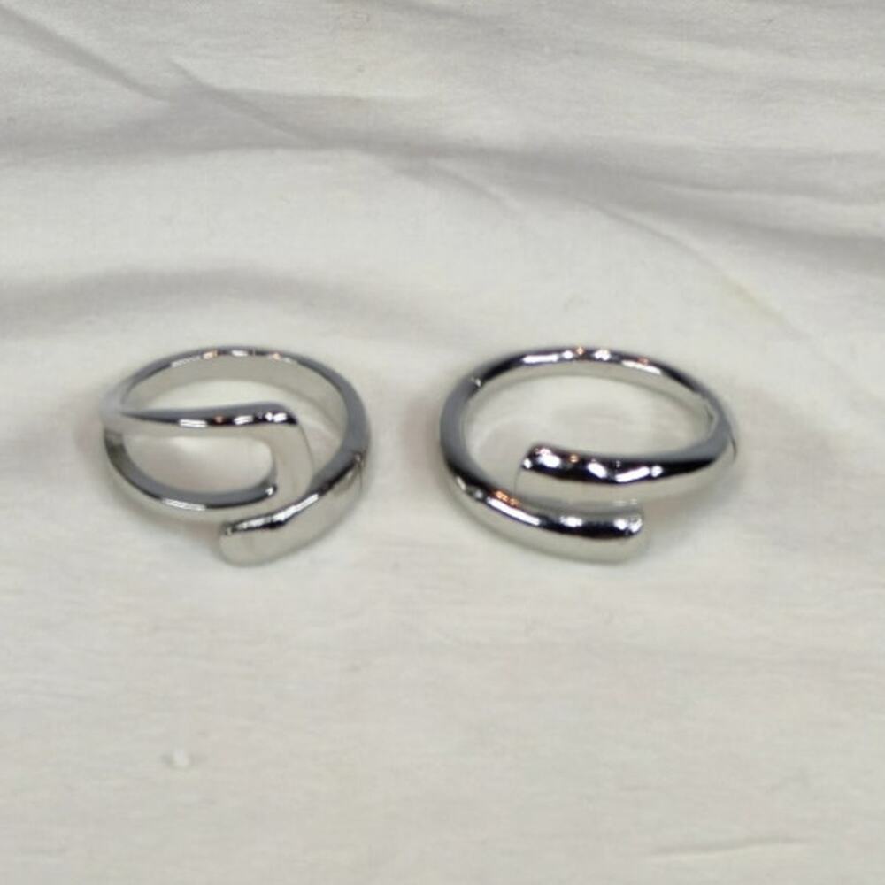 2-Pack Silver-Tone Statement Rings – Adjustable Fashion Ring Set